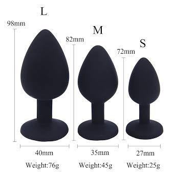 Set of 3 - Bu~tt P~lu~g T-bar Base - Silicone Toys - Erotic Games Role Play - Jeweled Stimulator Toys for Men and Women - 3 pcs Beginners Silicon Anales Set - Best Idea for Gift - Black