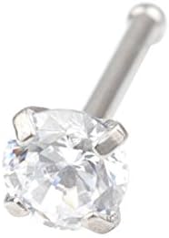 DS 20G Stainless Steel 3mm Clear Round\Square Diamond CZ Nose Bone StuDS Rings Pin Piercing Jewelry