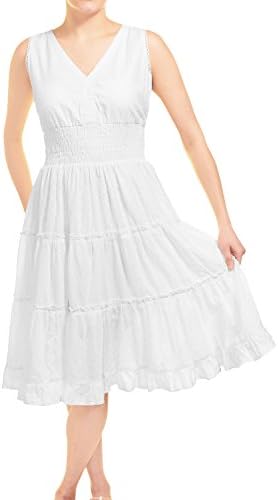Sol Clothing Polka Dot Textured Dress (White, Medium)