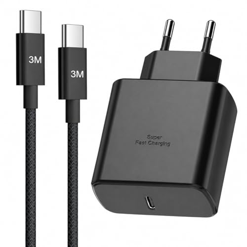 45W Fast USB C Charger for Samsung Galaxy S26 Ultra/S26+/S26/S25/S25 Ultra/S24/S23/S22/A55/A54/A16/ A56/A26 /A54/Z Fold /Flip7/6/5, USB C Mains Plug with Nylon 3M USB C Charging Cable Fast