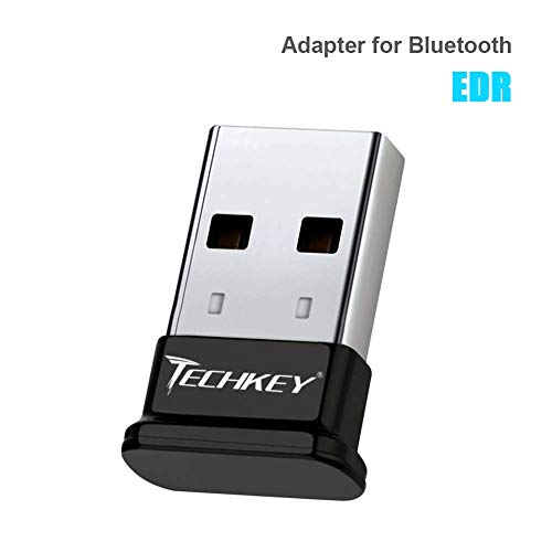 TECHKEY Bluetooth Adapter for PC USB Bluetooth Dongle 4.0 EDR Receiver Wireless Transfer for Stereo Headphones Laptop Windows 10, 8.1, 8, 7, Raspberry Pi