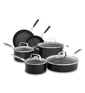 KitchenAid KC2H1S10KD Midnight Black Hard Anodized Nonstick 10-Piece Cookware Set