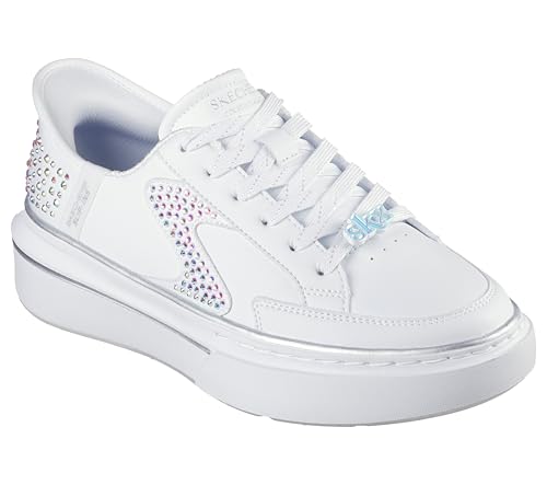Skechers Court & Classics Womens,Cordova Classic-Sparkling STE,WHT,8.5 M US