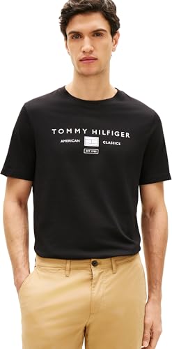 Uomo T-Shirt Maniche Corte Brand Love Mono Stack in Cotone, Nero (Black), L