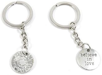 50 Pieces Keychain Keyring Door Car Key Chain Ring Tag Charms Bulk Supply Jewelry Making Clasp Findings I6VD2F Believe in Love Sign Tag