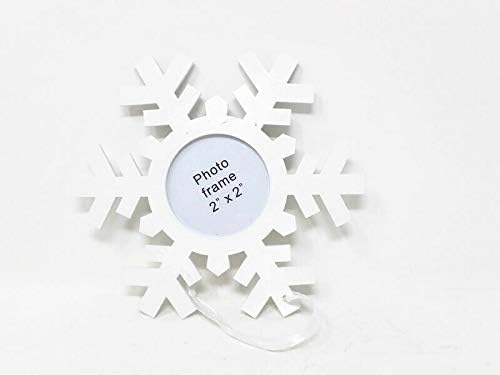 Snowflake Wooden Photo Frame Christmas Hanger x 13cm -Tree Decoration (White)