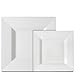 Alpha & Sigma Premium 40 Pack White Square Plastic Plates - Includes 20 Dinner Plates and 20 Salad Plates
