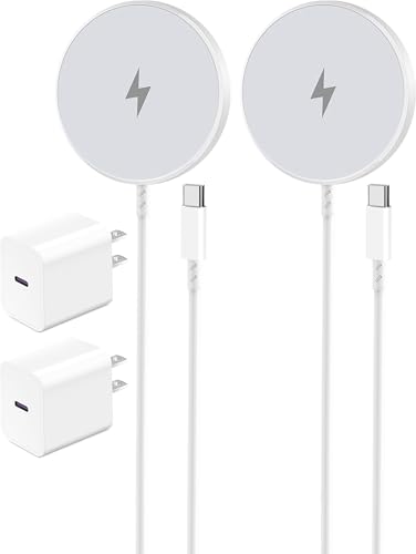 Wireless Charger iPhone Fast Charging for iPhone 17/16e/15/14/13/12/11/AirPods, Apple MagSafe Charger Long Cable 10ft Magnetic Pad & Type-c Block Wireless Phone Chargers, 2Set