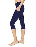 Tulucky Women's Yoga Workout Capris Leggings Side Pocket for Mobile Phone Fitness Active Pants