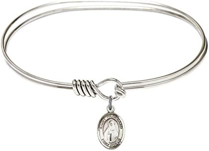 St. Hildegard von Bingen-7 inch Oval Eye Hook Bangle Bracelet with a St. Hildegard von Bingen charm.-Memorial Day September 17th.-