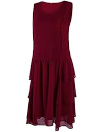 VIJIV vestido de flapper inspirado en los años 20 para mujer con gran té, granate Gatsby con falda de nivel de los años 20