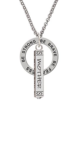 Mother Daughter Friends Forever Bar - Be Strong Brave Fearless Affirmation Ring Necklace
