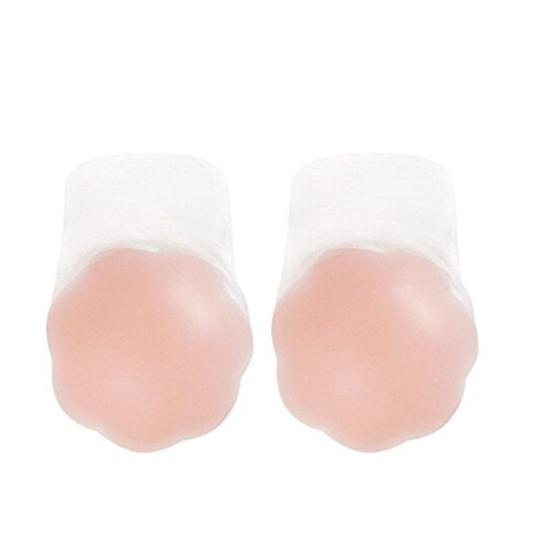 Buyeverything Reusable Silicone Nipplecovers 1 Pair Adhesive Nippleless Pasties Breast Round Petals Invisible Nipple Covers Breast Lift Tape Bra Bare Lift Pasties - 4 inch (A)