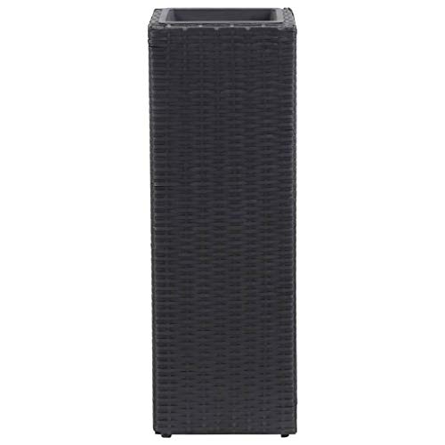 Hochbeet Blumentopf 3-TLG, Poly Rattan Schwarz, Pflanzkübel Blumenkasten Pflanzkasten Pflanzbeet Gartenbeet… – Bild 6