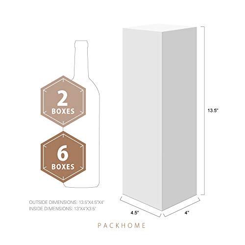 PACKHOME Wine Gift Boxes 13.5x4.5x4 Inches, Bottle Gift Boxes for Liquor and Champagne, Magnetic Closure Collapsible Gift Boxes (6 Boxes/Glossy White)