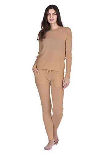 State Cashmere Women's 100% Pure Cashmere Knitted Loungewear Pants with Pockets (Pants/Cammello, X-Large) - Thumbnail 2