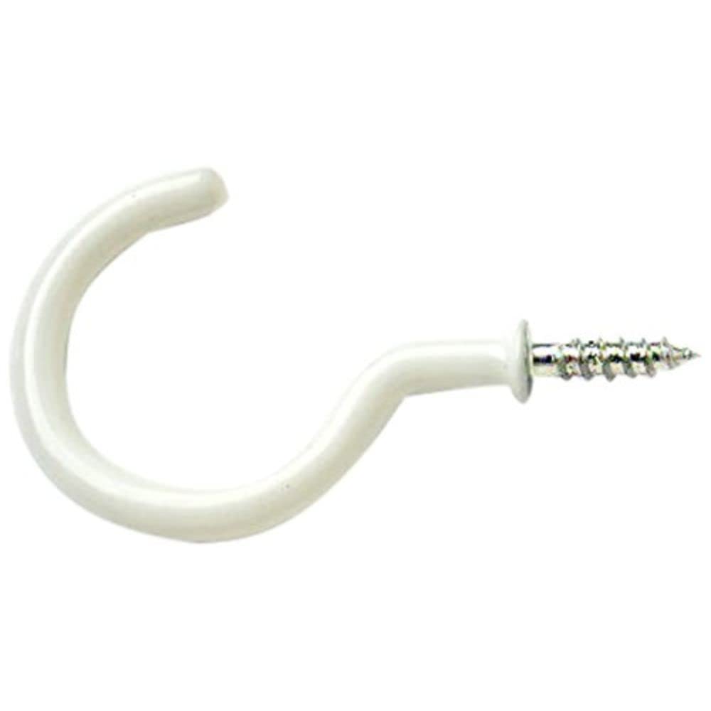 Merriway BH02236 (12 Pcs) White Plastic Coated Shouldered Cup Hooks, 19mm (3/4 inch) - Pack of 12 Pieces