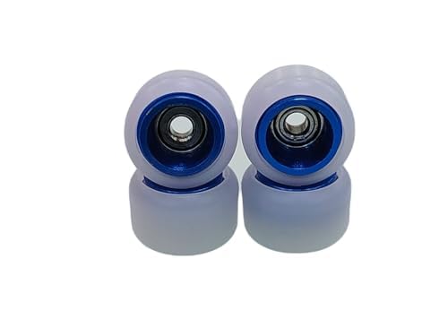 Leefai Pro Fingerboard Wheels - Alloy Core, Ultra Spin Bearings - 7.8mm x 4.8mm - White with Alloy Core (Blue)