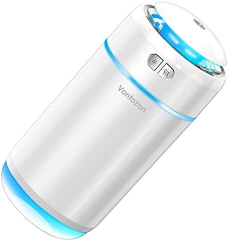 [Updated Version] Tabletop Humidifier, Compatible with Hypochlorous Acid Water, Ultrasonic Humidifier, Aroma Disinfecting Humidifier, 13.5 fl oz (400 ml) Large Capacity, 12 Hours Continuous Humidification, 7 Color LED Lights, Ultra Quiet Design, Prevents Dry/Pollen Disease (White)