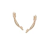 Humble Chic Women's Arrow Ear Crawlers Curved Gold-Tone Dart Stud Earrings