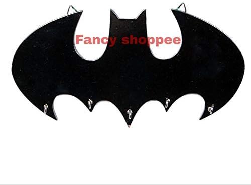 Fancy shoppee Wooden MDF Super Hero Logo Design Wall Key Holder/Key Hanger/Wall Decor/Wooden Key Holder for Your Office Decor Home Decor (5 Hooks) (Black)