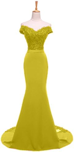 Sweet Bridal Women's Mermaid Long Evening Gowns Beaded Lace Prom Dresses Yellow US8