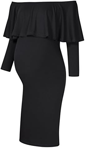 MissQee Women's Maternity Dress Off Shoulder Casual Maxi Dress