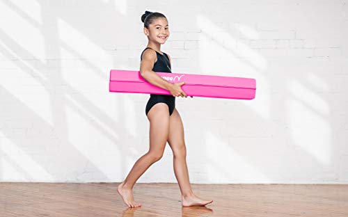 Springee 6ft Balance Beam - Extra Firm - Vinyl Folding Gymnastics Beam for Home - Pink