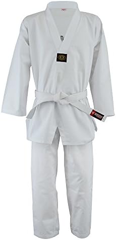 Twister Taekwondo Gi/Uniform 8.5oz Polyester/Cotton with Embroidery Taekwondo Logo on Back White Belt Included Sizes 0000 to 7