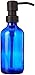 Industrial Rewind Blue Soap Dispenser with Matte Black Pump - 8oz Cobalt Blue Glass