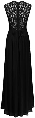 True Meaning Elegant Women's Casual Deep- V Neck Sleeveless Vintage Wedding Maxi Dress, Black, XXL
