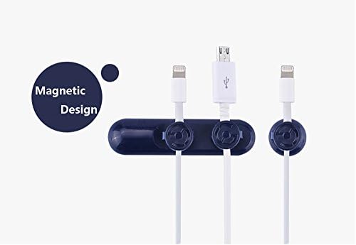 GOCOUP Cord Management System with Magnetic Design,with Magnetic Design,Cable Clips Desktop Cable Oragnizer,with 3-Pack Cable Buckles (BLUE)