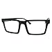 Matte Black Square Geometric Trendy Clear Lens Eye Glasses