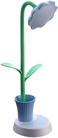 USB Desk lamp,YZtree Eye-Care Table Lamp for Kids Touch Control Dimming Light Flexible USB Rechargeable Desk Lamp with Cute Pen Container(Blue)