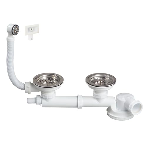 Wirquin 30718722 Space D90 Sink Waste 2 Basins with Waste Basket, White