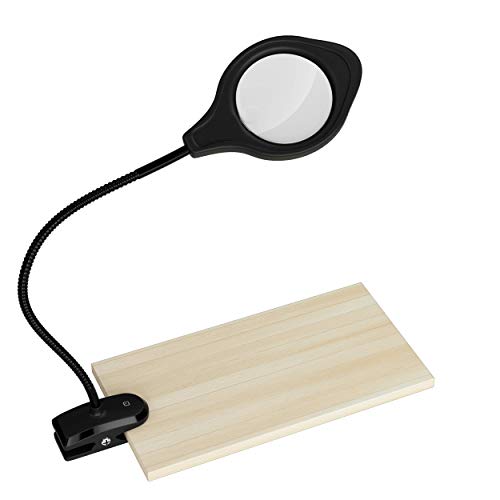 2-4X Magnifying Lamp with LED Light, 5 Year Warranty 3 Brightness Settings, Adjustable Goose Neck, Weighted Bottom for Stability. Perfect for Reading, Crafts,Work