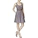 Nine West Women's Sleeveless Belted Fit and Flare Dress with Pleats, Pewter, 16