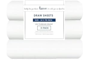LINTEUM TEXTILE SUPPLY Linteum Textile White Draw Sheets 54x90 Inches 3 Pack – 180 Thread Count Poly-Cotton Flat Sheets for Hospitals, Clinics, Nursing Homes, Hotels and Massage Tables