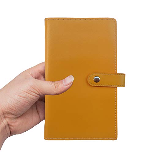 Enyuwlcm PU Leather Business Card Book Organizer Journal Name Card Book Holder for Women Hold 240 Cards Yellow - Thumbnail 6