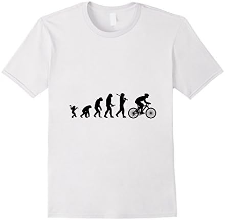 Men's The Evolution Bicycle Darwin Funny Biking T-shirt Medium White