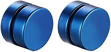 Shanghang 1 Pairs Magnetic Circle Stud Earrings Fake Ear Plugs Non-Piercing Clip On Ear Accessories - Blue