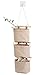 AARAINBOW 1 Pack Mini Cotton Linen Fabric Closet Detachable Foldable Washable Hanging Storage Bag with 3 Pockets Over The Wall Door Organizer for Room Bathroom (Khaki)