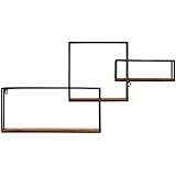 Marca Amazon - Unidad flotante de 3 estantes de hierro cúbico contemporáneo Rivet - 18.11 "H, madera negra y natural