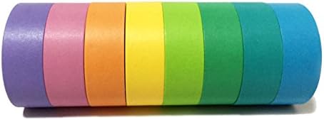 KODAMAA 8 Rolls/16 Rolls Colored and Patterned Decorative Paper Washi Masking Tape, Perfect for Scrapbooking, Journaling, Cards, DIY, Arts & Crafts (8 Rolls, Rainbow Candy)