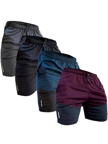 Genérico Kit 4 Shorts Masculino Dry Fit Academia Fitness Com Bolsos Malha Fria