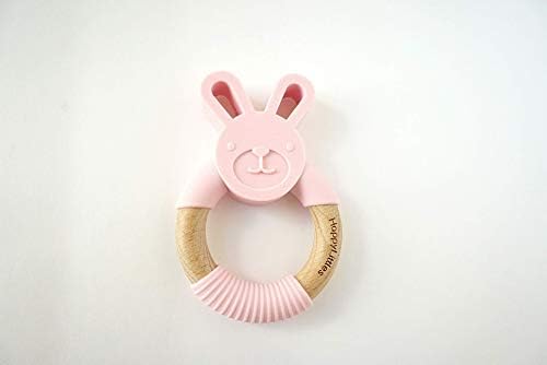 Happy Littles Organic Beechwood and Silicone teether (Pink)
