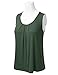 DRESSIS Women's Basic Soft Pleated Scoop Neck Sleeveless Loose Fit Tank Top OLIVE M