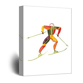 Canvas Wall Art Funny Colorful Fruits Print Gallery Wrap Modern Home Decoration Ready to Hang - 12x18 inches