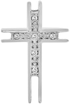 IGI-Certified 0.05 cttw 18k White Gold Round-Cut Natural Diamond Unisex Cross Pendant