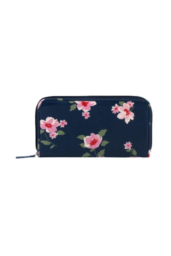 Cath Kidston Dusk Floral Spaced Zip Wallet in Navy, L